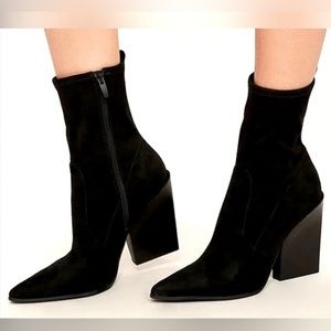 Kendall and Kylie mid calf faux suede boots